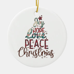 Adorno De Cerámica Xmas Gift Joy Love Peace Navidades
