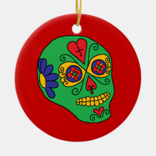 Adorno De Cerámica Xmas lucha libre sugar Skull