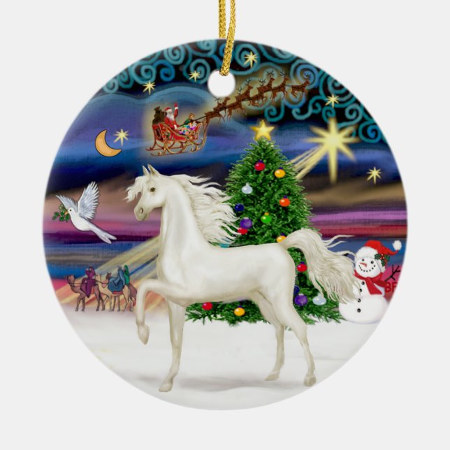 Adorno De Cerámica Xmas Magaic - Caballo árabe (blanco) (Frente)