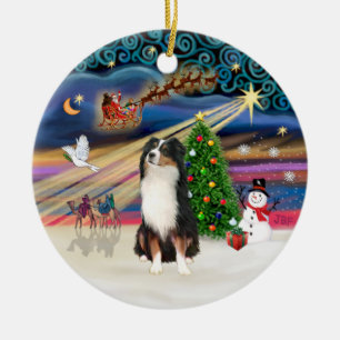 Adorno De Cerámica Xmas Magic - Aussie Shepherd (tri)