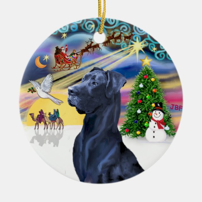 Adorno De Cerámica Xmas Magic* -Blue Great Dane (Head) (orejas natura (Frente)