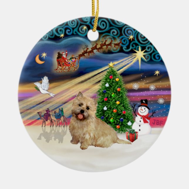 Adorno De Cerámica Xmas Magic - Cairn Terrier (trigo 13) (Frente)