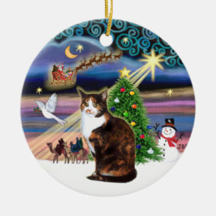 Adorno De Cerámica Xmas Magic - Calico cat (ASH)