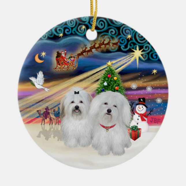 Adorno De Cerámica Xmas Magic - Coton de Tulear (DOS) (Frente)