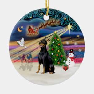 Adorno De Cerámica Xmas Magic - Doberman (negro-tan)