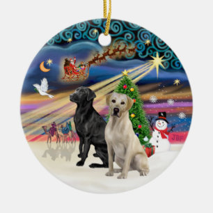 Adorno De Cerámica Xmas Magic - Dos Labradors (Negro +Amarillo)