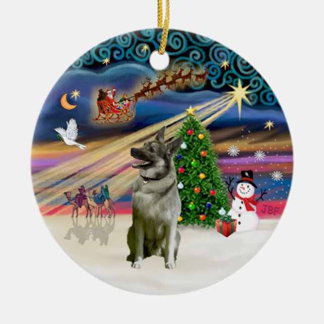 Adorno De Cerámica Xmas Magic - Elkhound noruego (Frente)