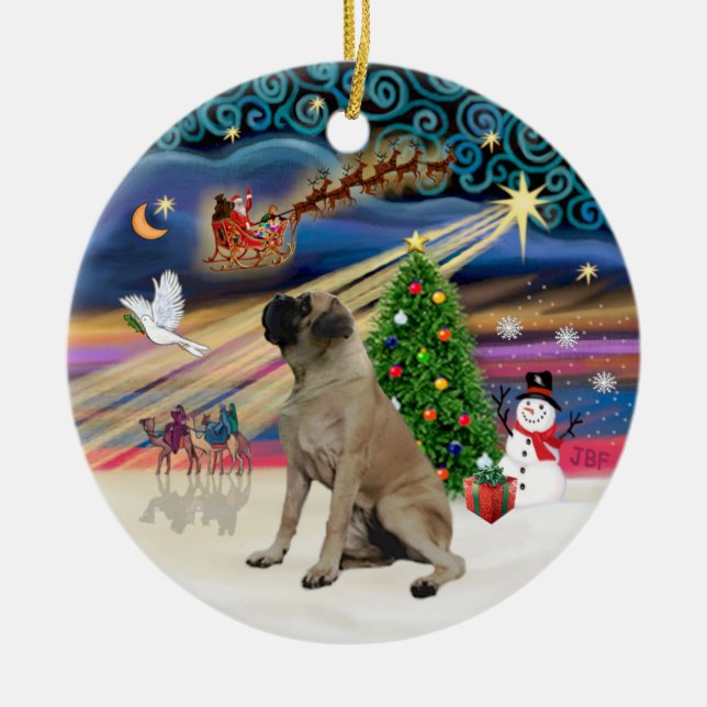 Adorno De Cerámica Xmas Magic - English Bull Mastiff (Frente)