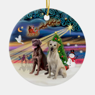 Adorno De Cerámica Xmas Magic - Labradors (Choc-Yellow)
