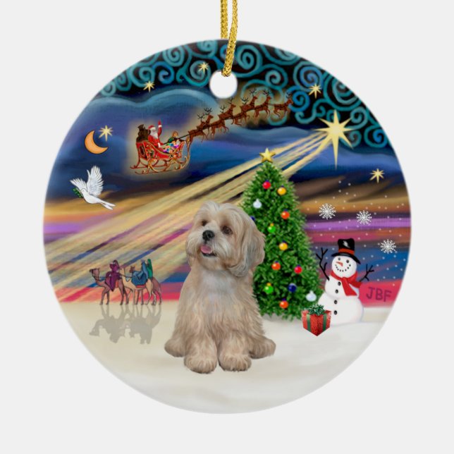 Adorno De Cerámica Xmas Magic - Lhasa Apso (R2) (Frente)