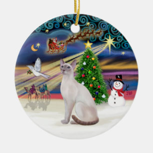 Adorno De Cerámica Xmas Magic - Lilac Point Siamese