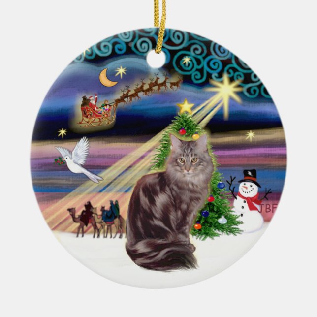 Adorno De Cerámica Xmas Magic - Maine Coon cat 10 (Frente)