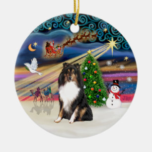Adorno De Cerámica Xmas Magic - Pastor de Shetland (tri)