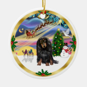 Adorno De Cerámica Xmas Magic - Pelo Largo (BT) Dachshund