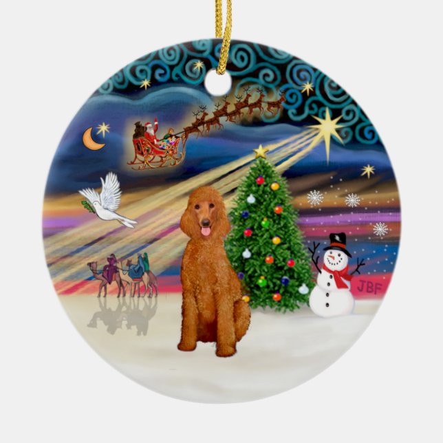 Adorno De Cerámica Xmas Magic - Poodle (albaricoque estándar) (Frente)