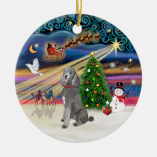 Adorno De Cerámica Xmas Magic - Poodle (plata estándar)