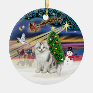 Adorno De Cerámica Xmas Magic - Ragamuffin Gray-White cat