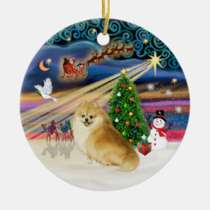 Adorno De Cerámica Xmas Magic - Wolf Sable Pomeranian