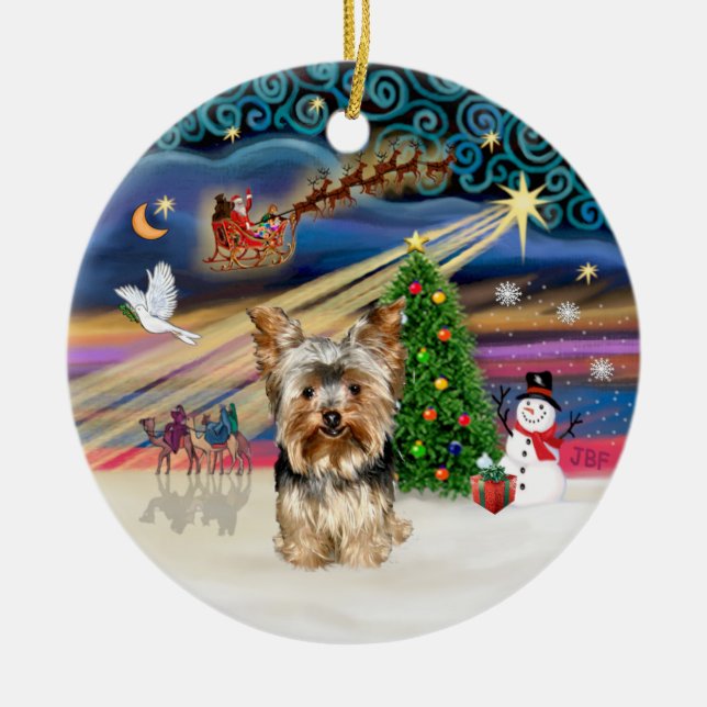 Adorno De Cerámica Xmas Magic - Yorkshire Terrier 17 (Frente)