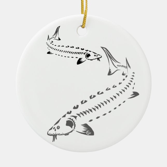 ADORNO DE CERÁMICA >XMAS ORNAMENT -STURGEON FISH -TRIBUS DOBLE (Frente)