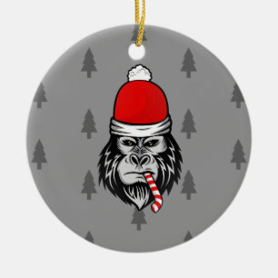 Adorno De Cerámica xmas santa claus gorilla