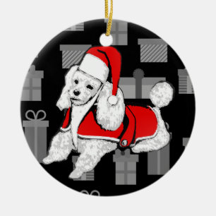 Adorno De Cerámica xmas santa claus poodle