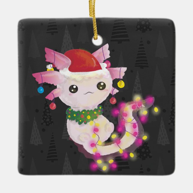 Adorno De Cerámica xmas santa clausura axolotl (Anverso)