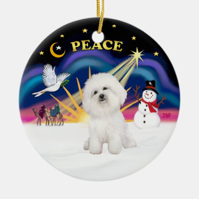 Adorno De Cerámica Xmas Sunrise - Bichon Frise 4 (Frente)