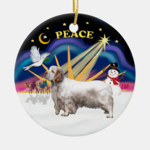 Adorno De Cerámica Xmas Sunrise - Clumber Spaniel