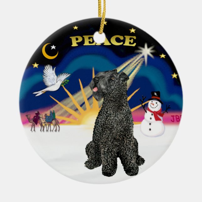 Adorno De Cerámica Xmas Sunrise - Kerry Blue Terrier (Frente)
