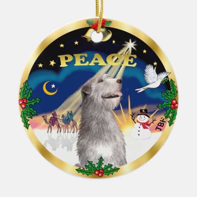 Adorno De Cerámica Xmas Sunrise - Lobo irlandés (Frente)