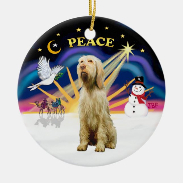 Adorno De Cerámica Xmas Sunrise - Spinone Italiano (trigo) (Frente)