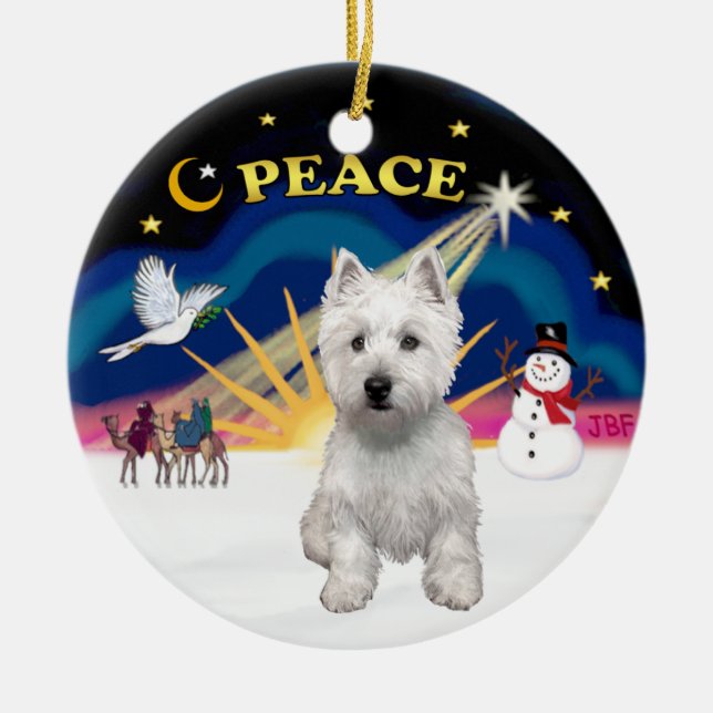 Adorno De Cerámica Xmas Sunrise - West Highland Terrier (Frente)