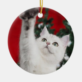 Adorno De Cerámica XMAS white Cat