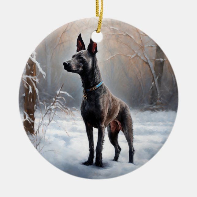 Adorno De Cerámica Xoloitzcuintli Deja Que Nieva Navidades (Frente)