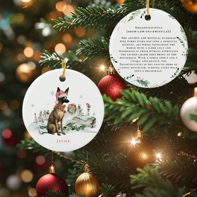 Adorno De Cerámica Xoloitzcuintli | Perro sin pelo mexicano acuarela (Subido por el creador)