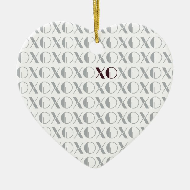 Adorno De Cerámica XOXO gris y rojo (Frente)