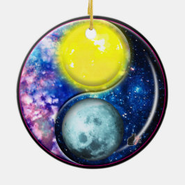 Adorno De Cerámica Yang-Yin/ornamento de la Sun-Luna