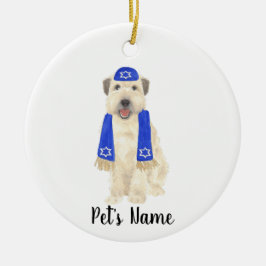 Adorno De Cerámica Yarmulke y Scarf Terrier Wheaten personalizado