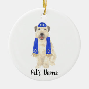 Adorno De Cerámica Yarmulke y Scarf Terrier Wheaten personalizado