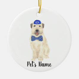 Adorno De Cerámica Yarmulke y Tie Terrier de Llanto Personalizado