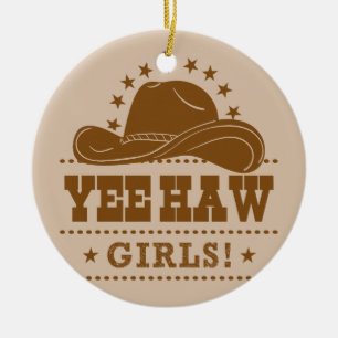 Adorno De Cerámica Yee Haw Chicas Diseño Gorra Vaquera