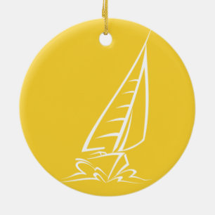 Adorno De Cerámica Yellow Amber Sailing