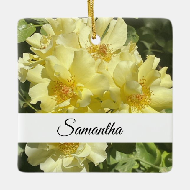 Adorno De Cerámica Yellow Botanical Flowers (Anverso)