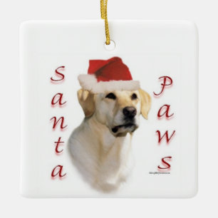 Adorno De Cerámica Yellow Lab Santa Paws