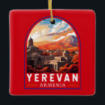 Adorno De Cerámica Yerevan Armenia Viaje de arte<br><div class="desc">Diseño de viaje vectorial retro de Ereván. Ereván,  la capital de Armenia,  está marcada por la gran arquitectura de la era soviética.</div>