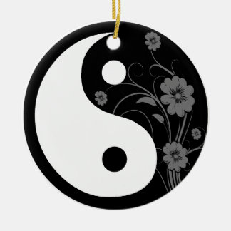Adorno De Cerámica Yin floral negro Yang