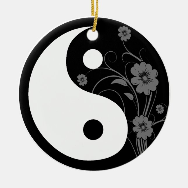 Adorno De Cerámica Yin floral negro Yang (Frente)