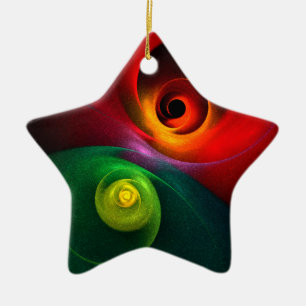 Adorno De Cerámica Yin Verde Rojo Yang Patrón de arte abstracto moder
