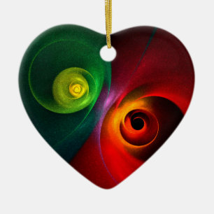 Adorno De Cerámica Yin Verde Rojo Yang Patrón de arte abstracto moder